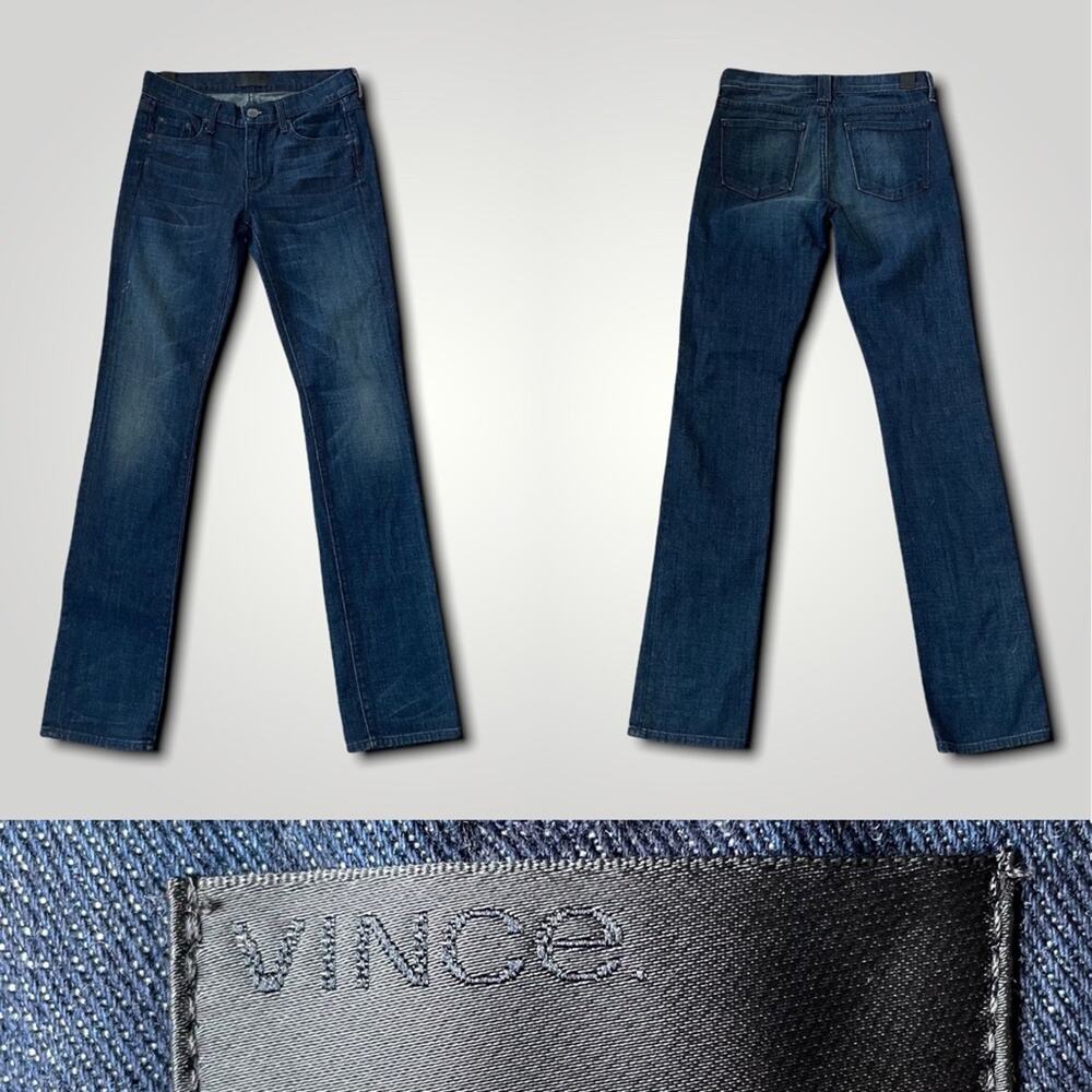 VINCE DARK PREPPY PREMIUM SEXY SKINNY DENIM BLUE JEANS SMALL 25